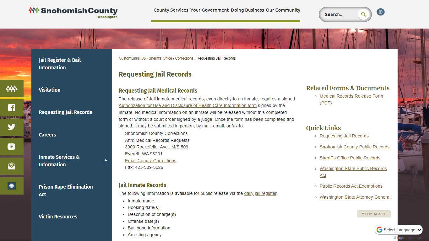 Requesting Jail Records - Snohomish County, WA - Official Website