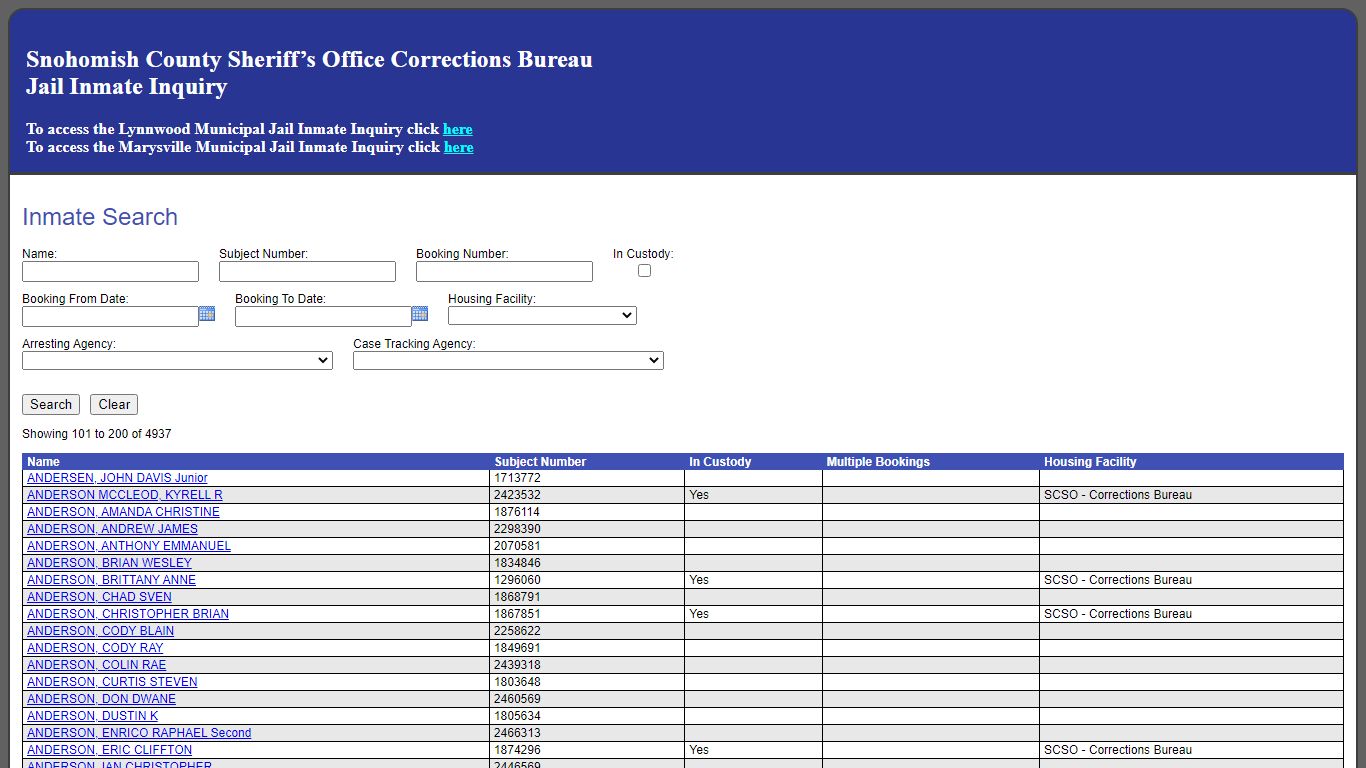 Inmate Search - SNO911